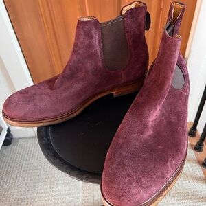 Clarks Burgundy Suede Goring Chelsea Boots